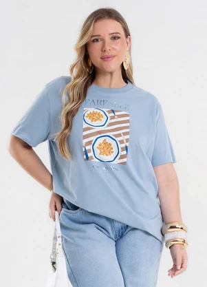 Secret Glam - T-Shirt Feminina com Estampa Azul - SECRET GLAM