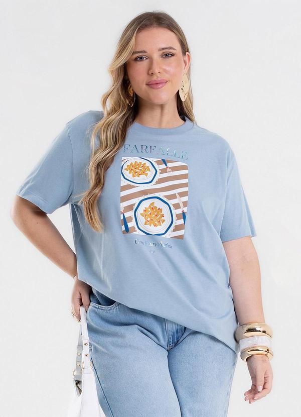 Secret Glam - T-Shirt Feminina com Estampa Azul