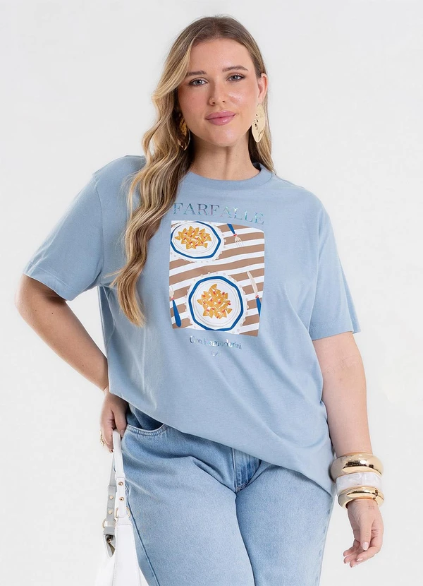 Secret Glam - T-Shirt Feminina com Estampa Azul