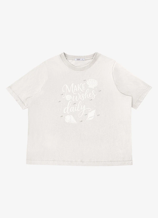 Secret Glam - T- Shirt Feminina com Estampa Bege