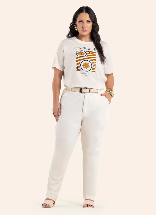 Secret Glam - T-Shirt Feminina com Estampa Bege