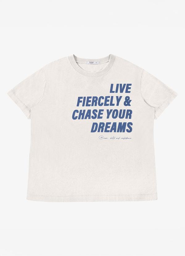 Secret Glam - T-Shirt Feminina Estampa Meia Malha Bege