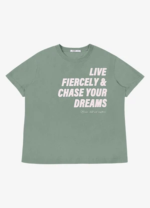 Secret Glam - T-Shirt Feminina  Estampa Meia Malha Verde - SECRET GLAM