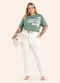 Secret Glam - T-Shirt Feminina Estampa Meia Malha Bege - variação: Verde