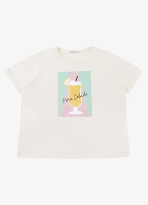 Secret Glam - T- Shirt Feminina Estampa Pina Colada Bege - SECRET GLAM