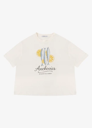 Secret Glam - T-Shirt Feminina Estampa Sardinha Bege - SECRET GLAM