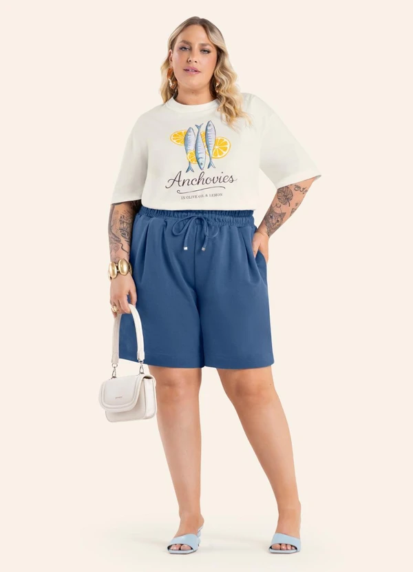 Secret Glam - T-Shirt Feminina Estampa Sardinha Bege