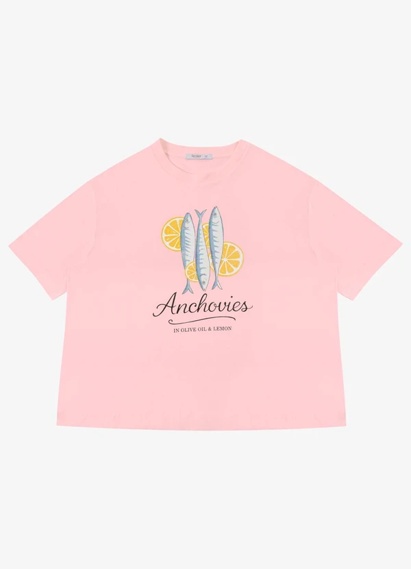 Secret Glam - T-Shirt Feminina Estampa Sardinha Rosa