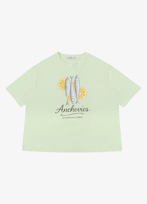 Secret Glam - T-Shirt Feminina Estampa Sardinha Verde