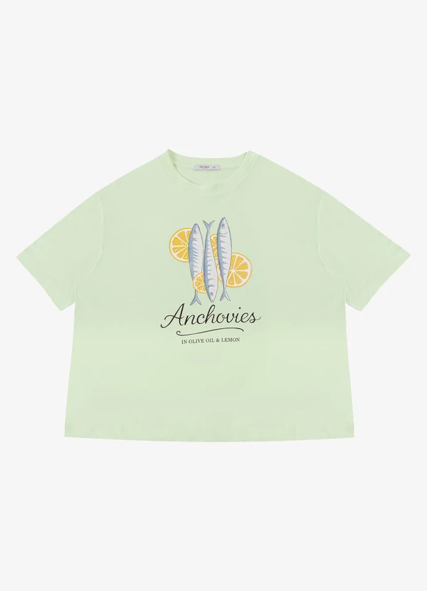 Secret Glam - T-Shirt Feminina Estampa Sardinha Verde