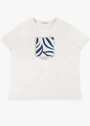 Secret Glam - T Shirt Feminina Plus Meia Malha Bege - SECRET GLAM