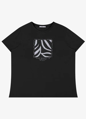 Secret Glam - T Shirt Feminina Plus Meia Malha  Preto - SECRET GLAM