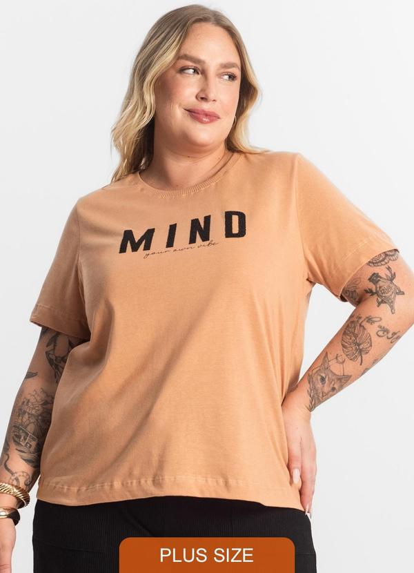 Secret Glam - T- Shirt Feminina Plus Size Marrom 4