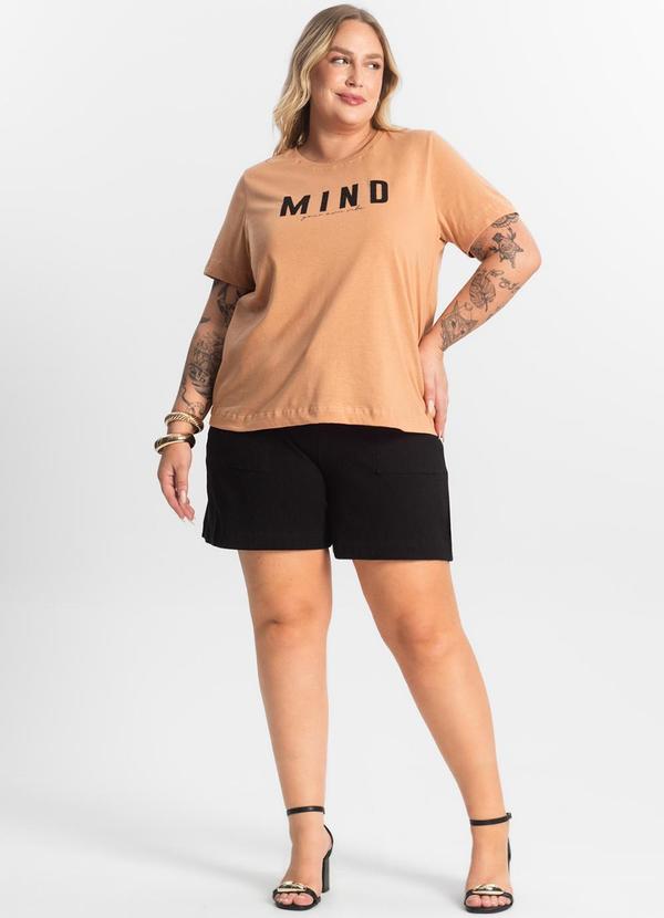 Secret Glam - T- Shirt Feminina Plus Size Marrom 2