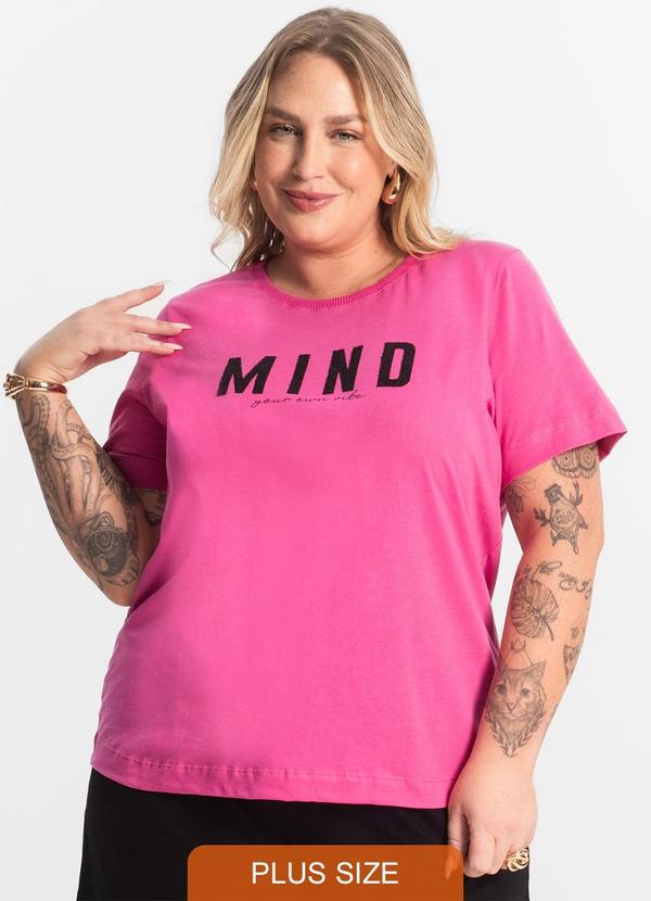 Secret Glam - T- Shirt Feminina Plus Size Rosa
