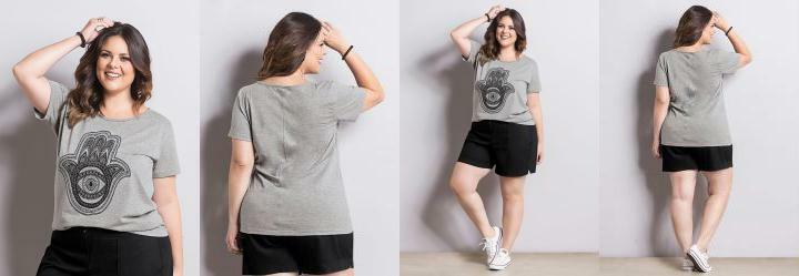 T-Shirt Marguerite Mescla Plus Size