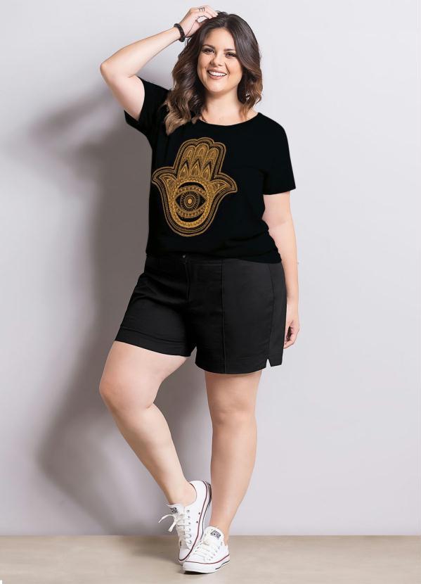 Marguerite - T-Shirt Marguerite Preta Plus Size 3