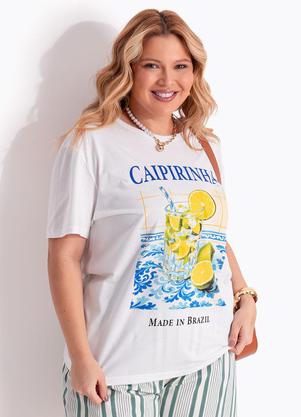 T-Shirt (Off White) Caipirinha em Algod�o Penteado