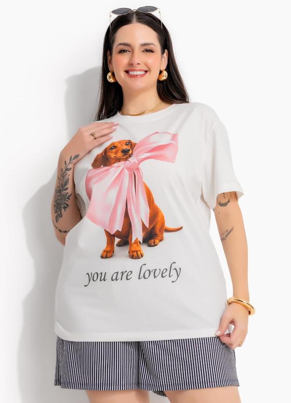 T-Shirt (Off White) em Algod�o Penteado