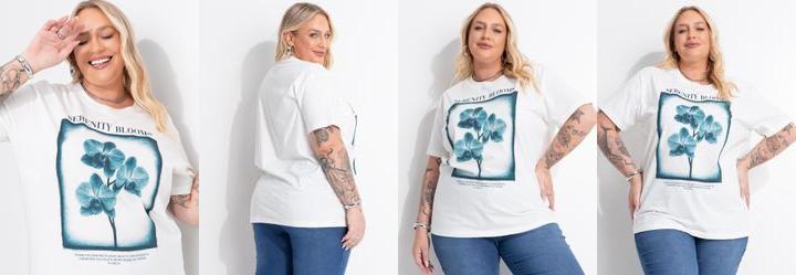 T-Shirt Off White em Algod�o Penteado