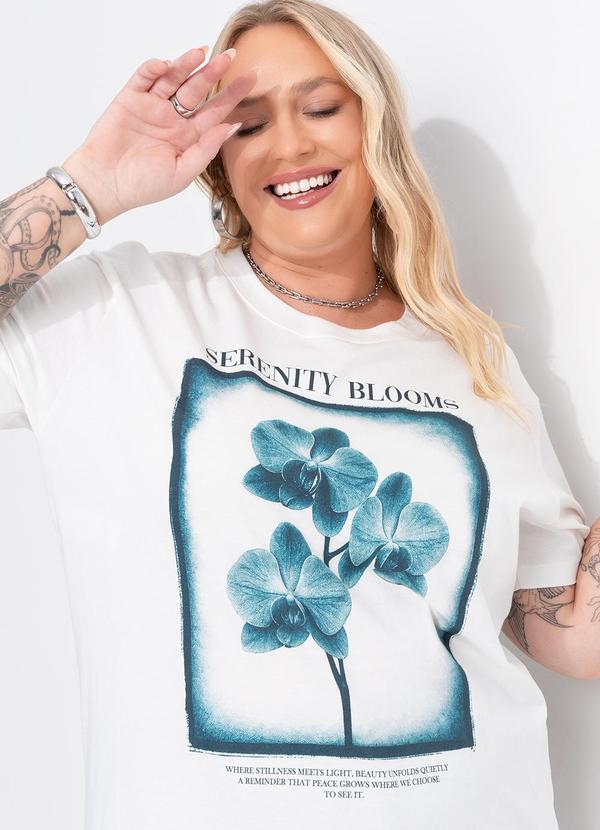 T-Shirt (Off White) em Algod�o Penteado