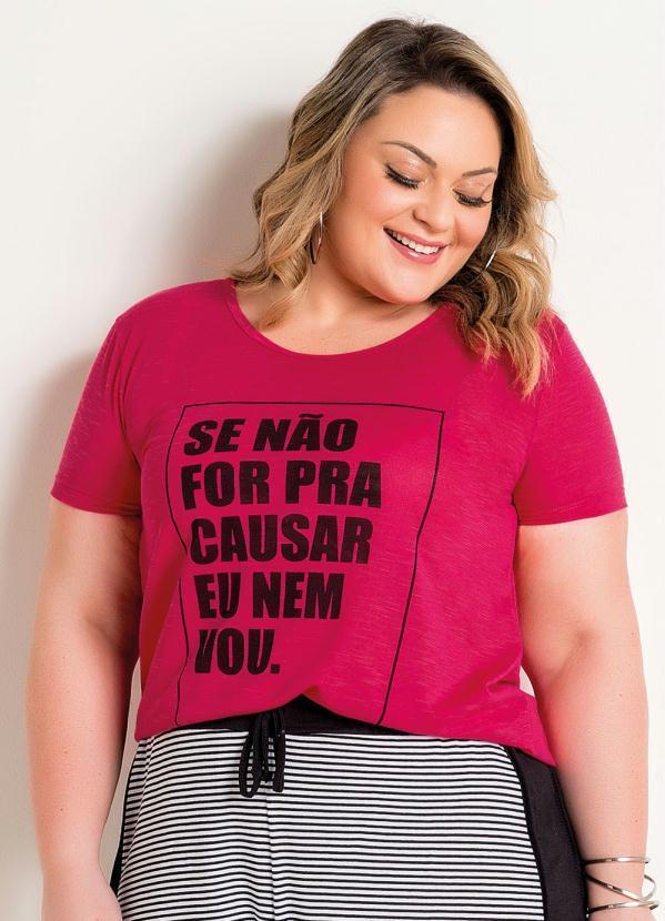 Marguerite - T-Shirt Pink Plus Size com Estampa de Frase