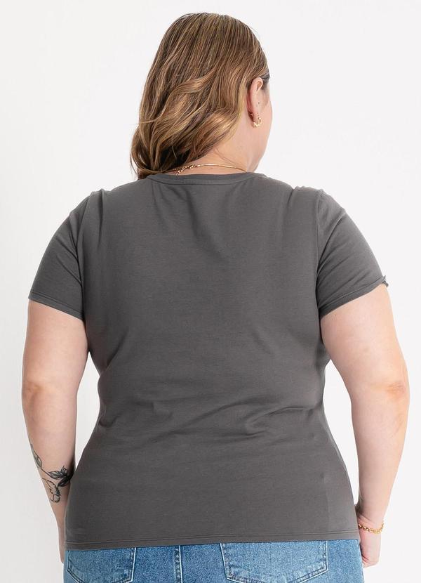 Habana - T-Shirt Plus Size em Algodão Cinza Escuro 2