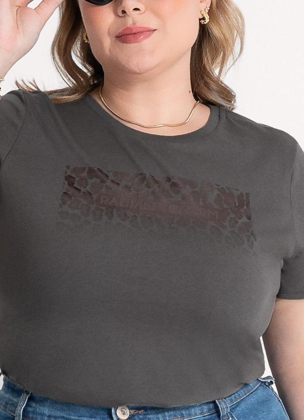 Habana - T-Shirt Plus Size em Algodão Cinza Escuro 3