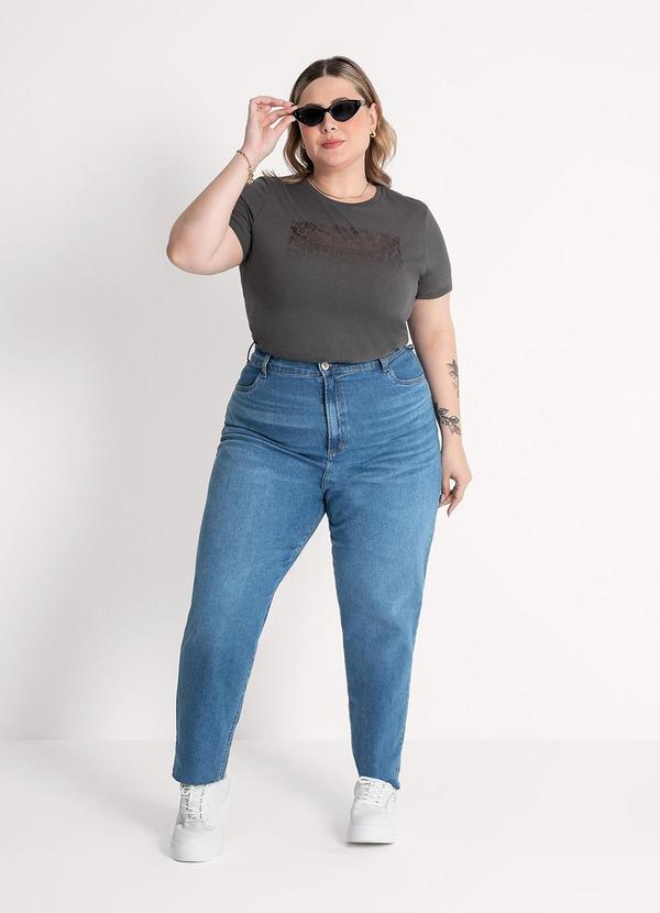 Habana - T-Shirt Plus Size em Algodão Cinza Escuro 4