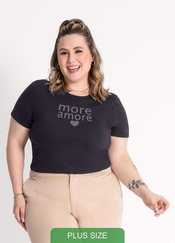 Habana - T-Shirt Plus Size em Algodão Preto