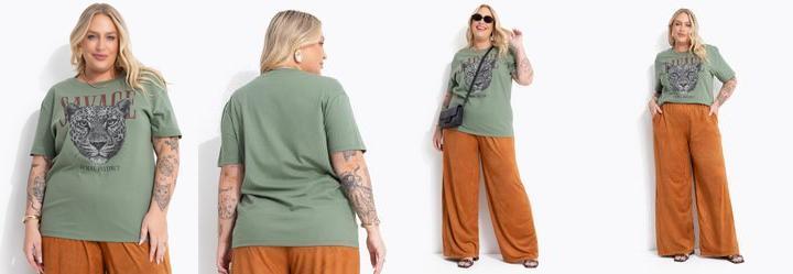 T-Shirt Verde Oliva em Algod�o Penteado