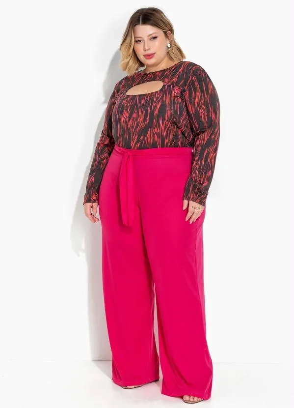 Marguerite - Blusa Abstrata Preta Recorte Vazado Plus Size 2