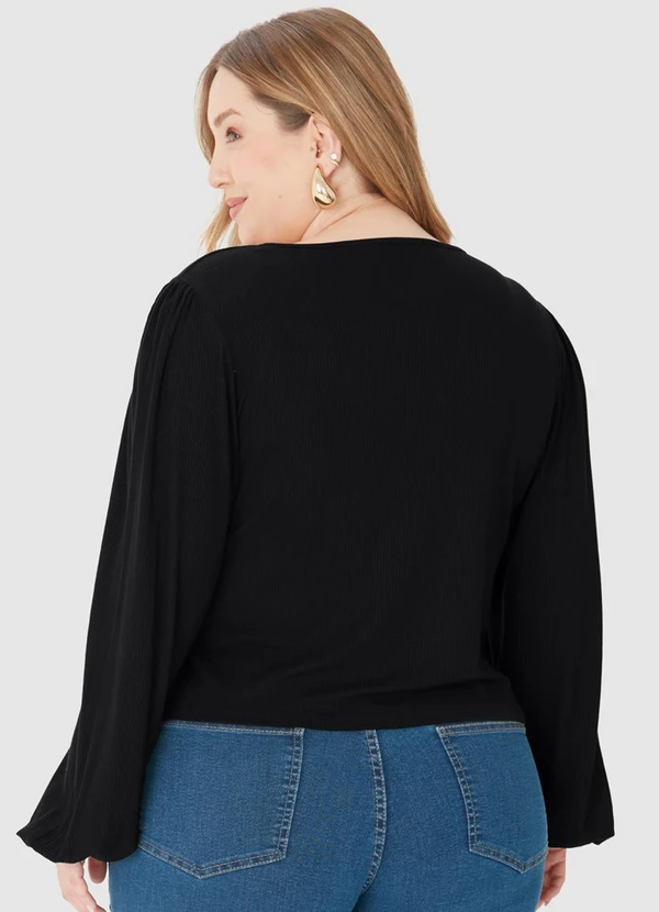 Malwee - Blusa Ampla Canelada Plus Preto 2