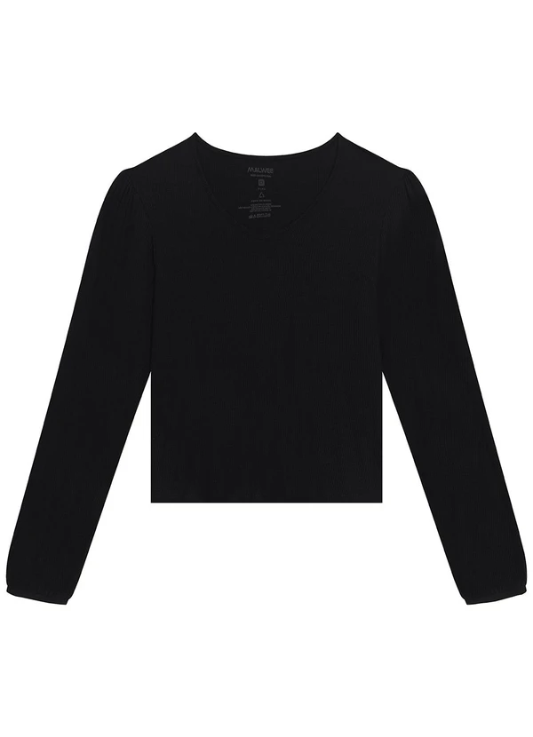 Malwee - Blusa Ampla Canelada Plus Preto 5