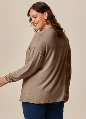 Malwee - Blusa Ampla em Malha Térmica Plus Bege - MALWEE