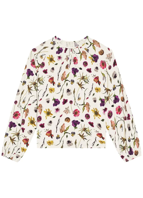 Malwee - Blusa Ampla Floral em Viscolinho Bege 4