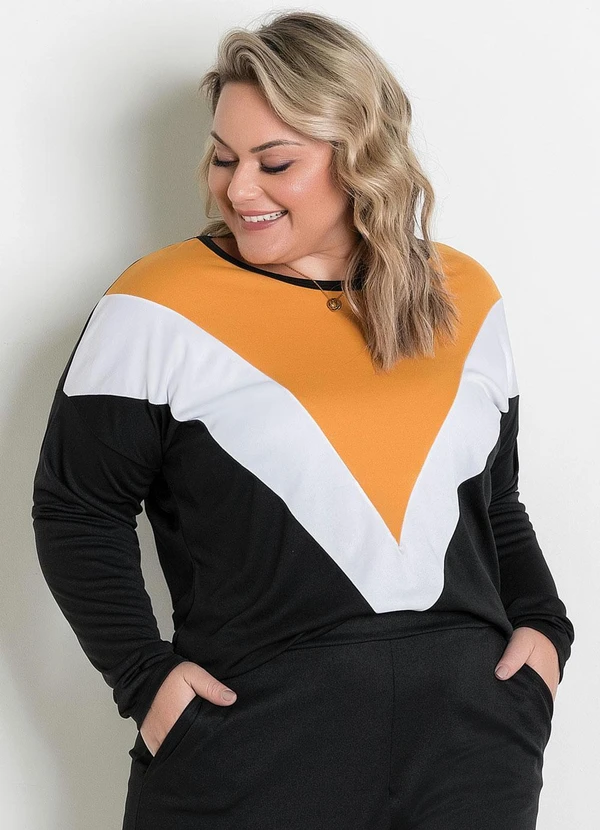 Marguerite - Blusa Ampla Manga Longa Preta Plus Size 4