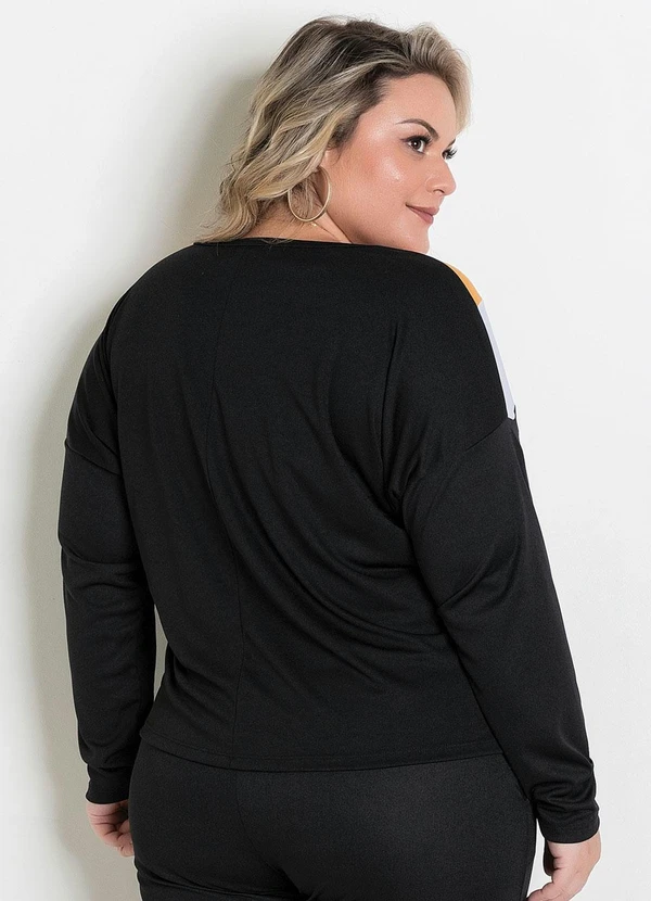 Marguerite - Blusa Ampla Manga Longa Preta Plus Size 3