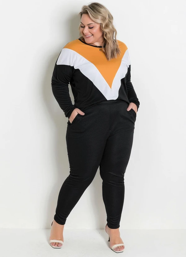 Marguerite - Blusa Ampla Manga Longa Preta Plus Size 2