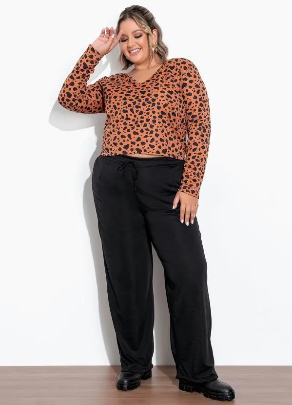 Marguerite - Blusa Animal Print com Decote V Plus Size 3