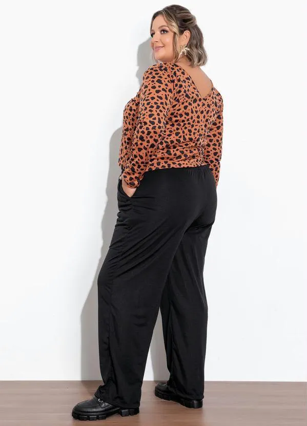 Marguerite - Blusa Animal Print com Decote V Plus Size 4