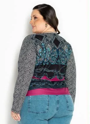 Marguerite - Blusa Arabescos Transpassada Plus Size - MARGUERITE