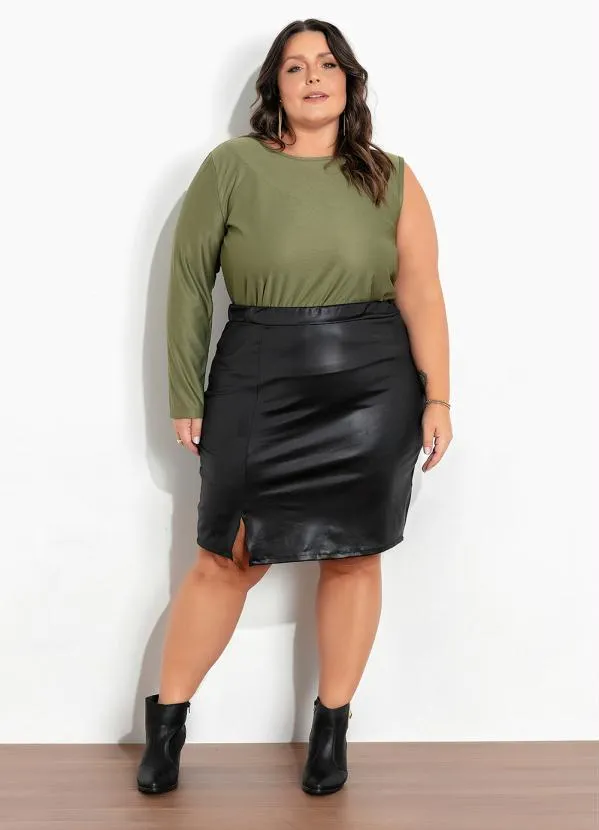 Marguerite - Blusa Assimétrica Verde Militar Plus Size 2