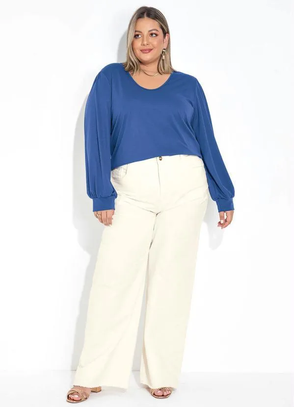 Marguerite - Blusa Azul com Franzidos e Mangas Plus Size 6