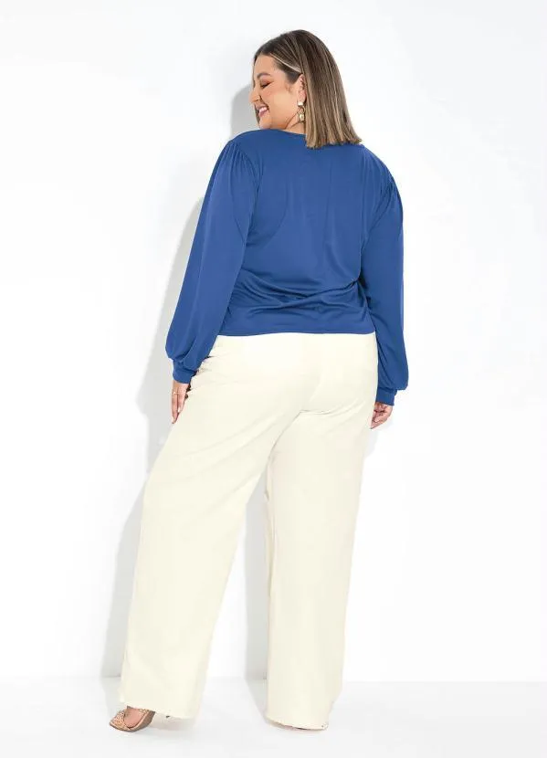 Marguerite - Blusa Azul com Franzidos e Mangas Plus Size 3