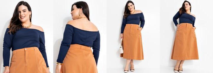 Blusa Azul Marinho em Malha Suede