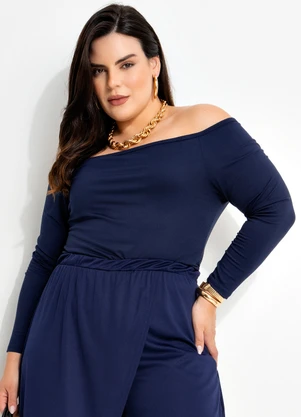 Marguerite - Blusa Azul Marinho em Malha Suede - MARGUERITE