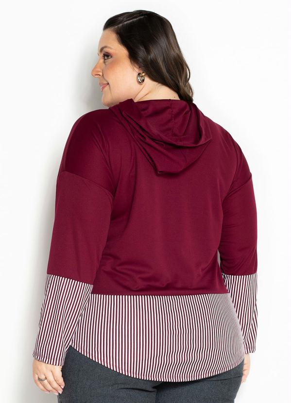 Marguerite - Blusa Bordô com Capuz e Constraste Plus Size 2
