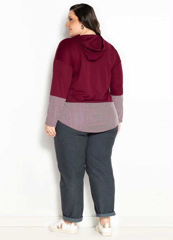 Marguerite - Blusa Bordô com Capuz e Constraste Plus Size 5