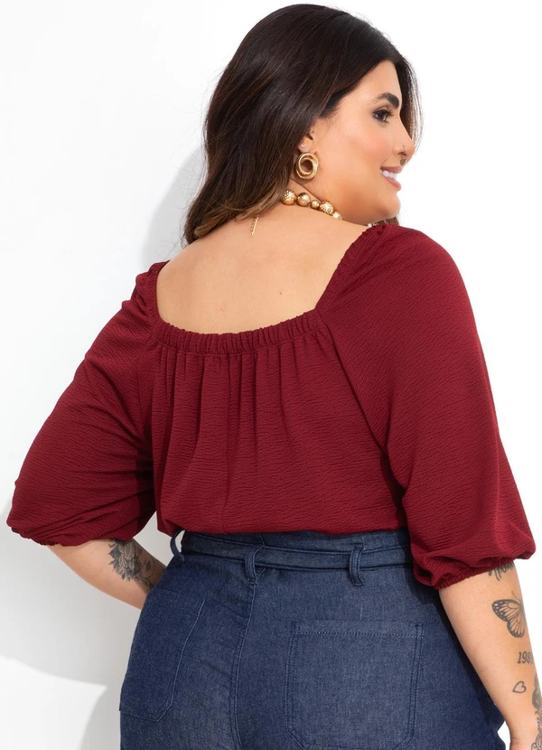 Marguerite - Blusa Bordô em Malha Anarruga 2